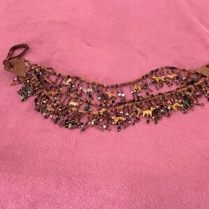 Bohemian vintage belt with many beads and carved animals